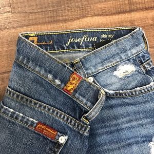 7 For All Mankind Destroyed Bootcut Jeans
